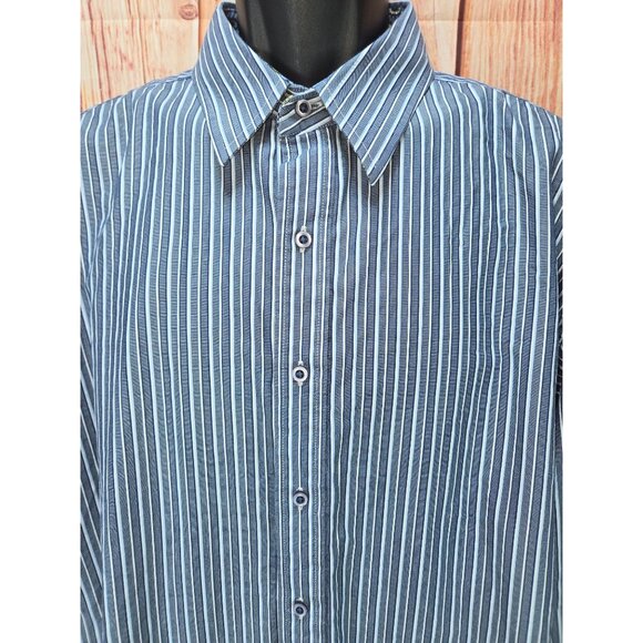 Robert Graham Mens Striped Shirt Long Sleeve Dress Shirt XL Button-Up Textured - Picture 3 of 10